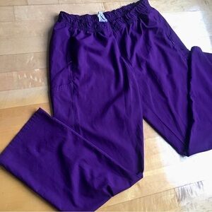 Easy Stretch Track Pants, Scrubs, Wide Straight Leg, Purple, Size L